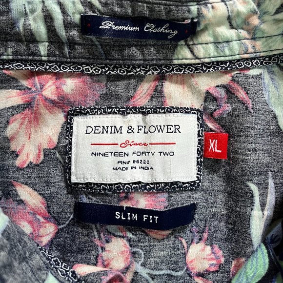 Muted Floral SUmmer Short Sleeve 100% Cotton [Cactus for Denim & Flower] - Picture 6 of 8